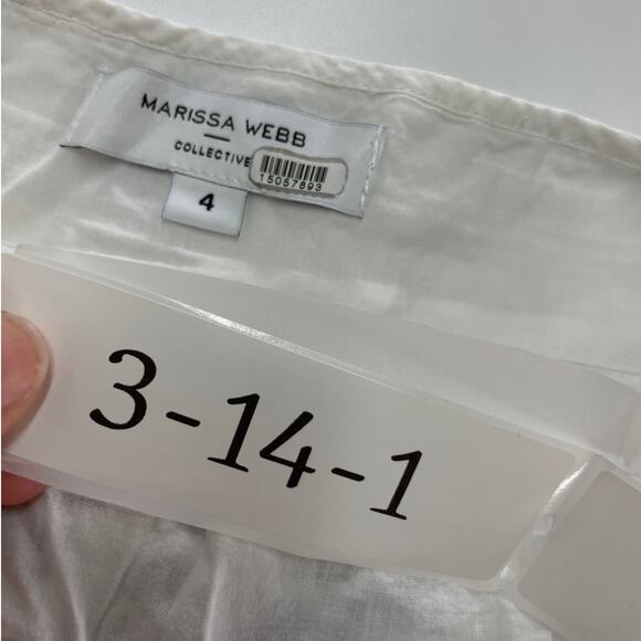 Marissa‎ Webb Dress Womens 4 White Black Eyelet Embroidered Midi Ruffle Cotton - Picture 5 of 12